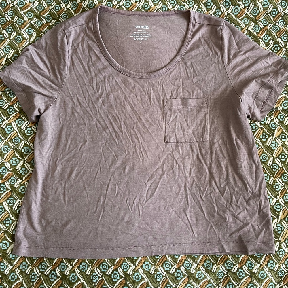 Wool& Women's Mauve Merino Wool Short Sleeve Top